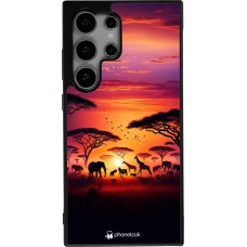 Coque Samsung Galaxy S24 Ultra - Silicone rigide noir Safari sunset wildlife