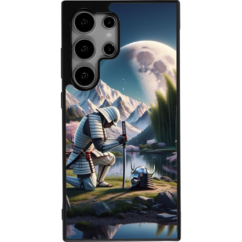 Coque Samsung Galaxy S24 Ultra - Silicone rigide noir Samurai Katana Lune