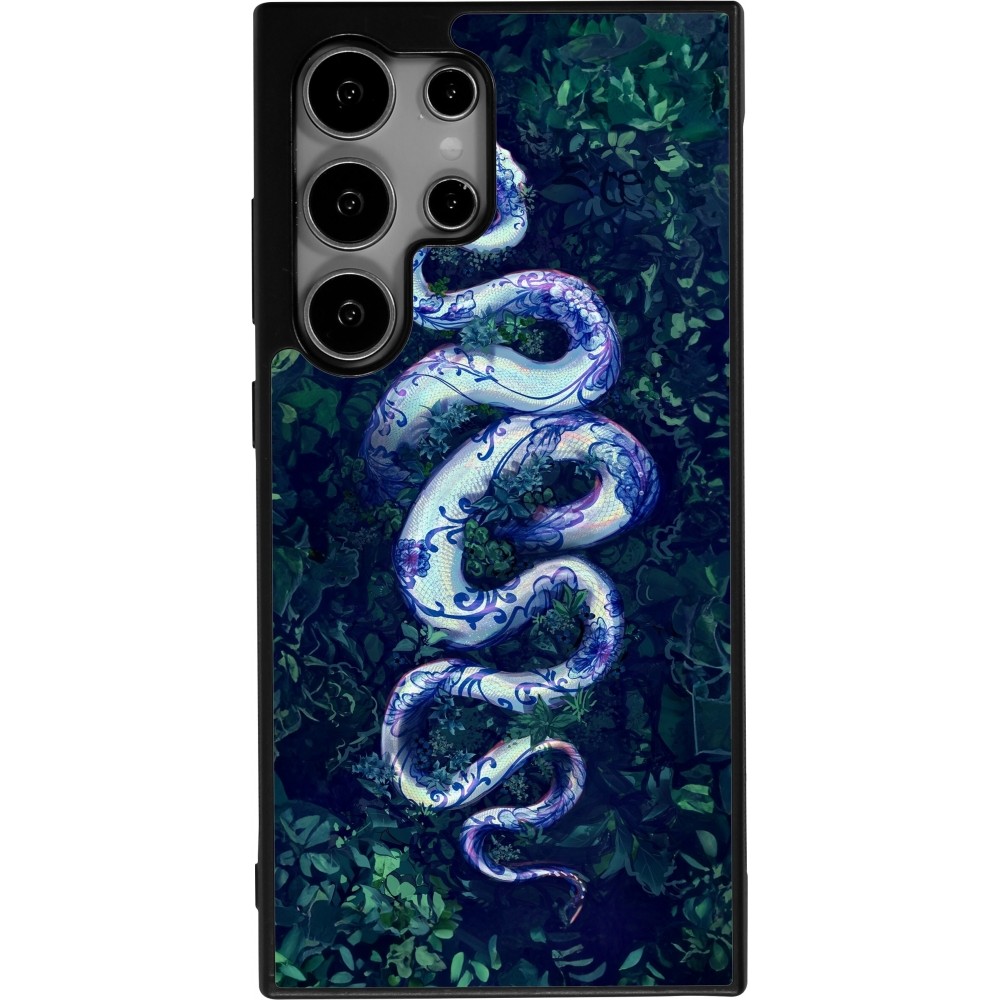 Coque Samsung Galaxy S24 Ultra - Silicone rigide noir Serpent Blue Anaconda