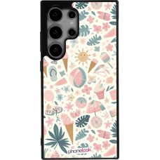 Coque Samsung Galaxy S24 Ultra - Silicone rigide noir Summer Pink Pattern