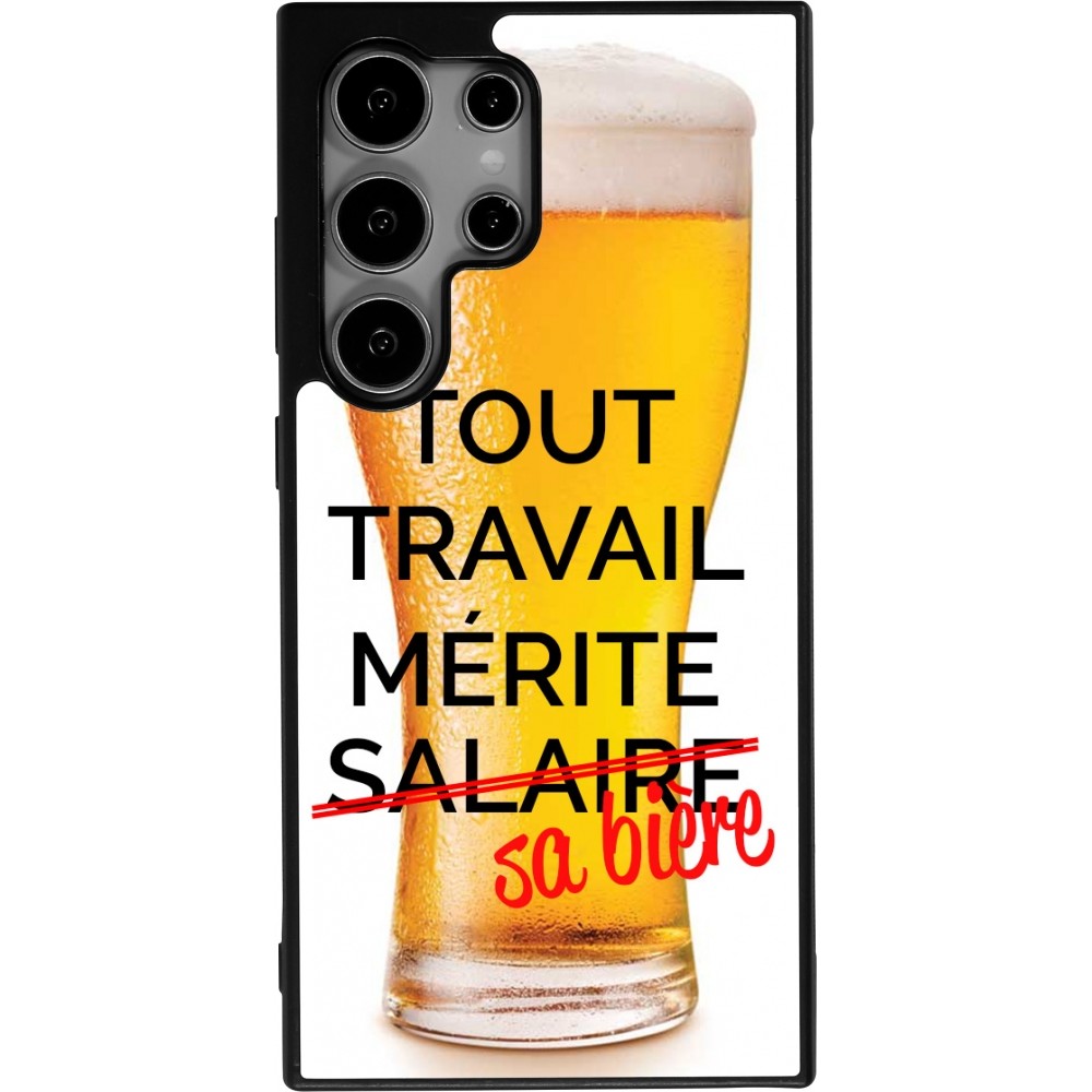 Coque Samsung Galaxy S24 Ultra - Silicone rigide noir Tout travail mérite sa bière