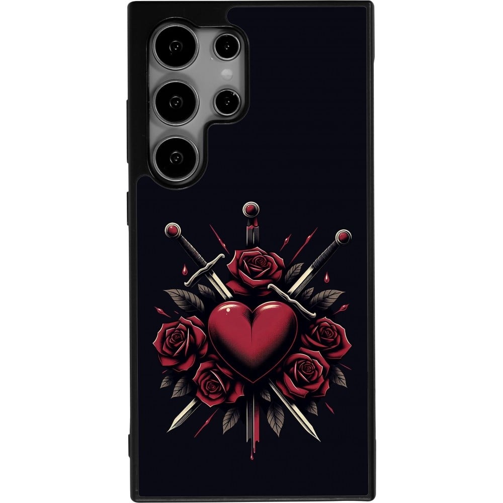 Coque Samsung Galaxy S24 Ultra - Silicone rigide noir Valentine 2024 gothic love