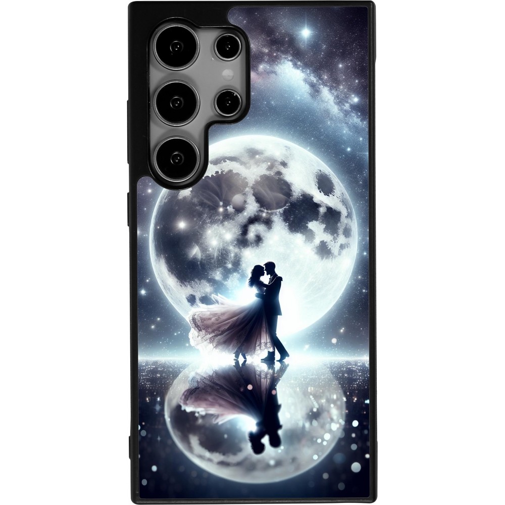 Coque Samsung Galaxy S24 Ultra - Silicone rigide noir Valentine 2024 Love under the moon