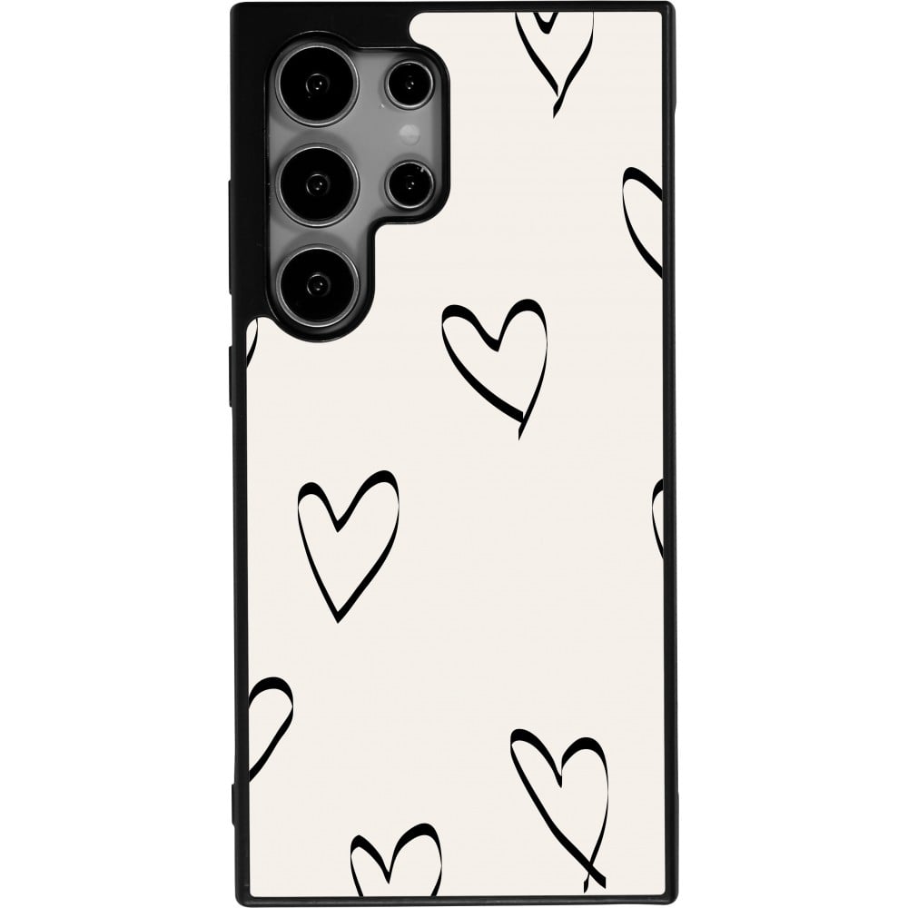 Coque Samsung Galaxy S24 Ultra - Silicone rigide noir Valentine 2023 minimalist hearts