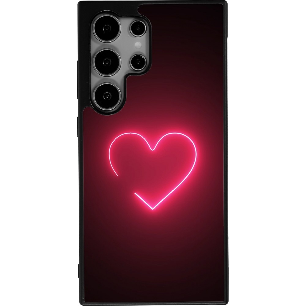 Coque Samsung Galaxy S24 Ultra - Silicone rigide noir Valentine 2023 single neon heart