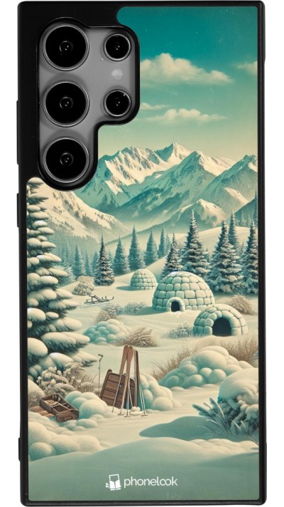 Coque Samsung Galaxy S24 Ultra - Silicone rigide noir Vintage Snowy Mountain Igloo