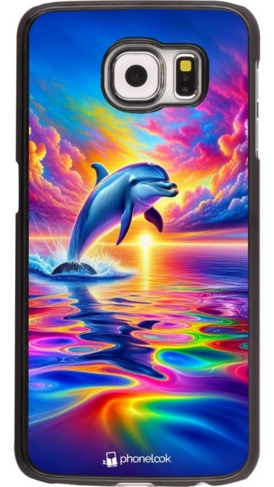 Coque Samsung Galaxy S6 - Dauphin arc-en-ciel heureux