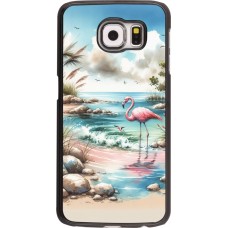 Coque Samsung Galaxy S6 - Flamant rose aquarelle