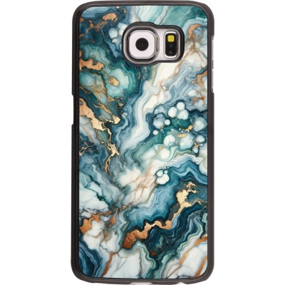 Coque Samsung Galaxy S6 - Marbre Vert Bleu Doré