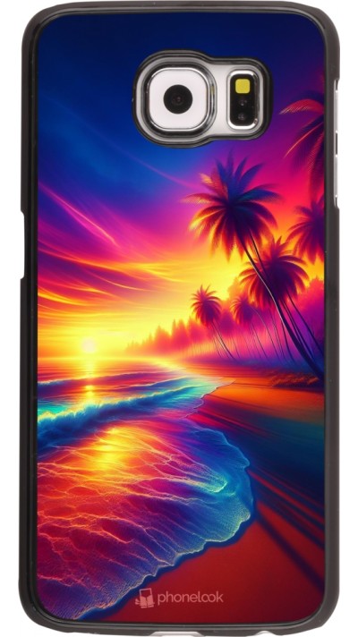 Coque Samsung Galaxy S6 - Plage coucher soleil flashy