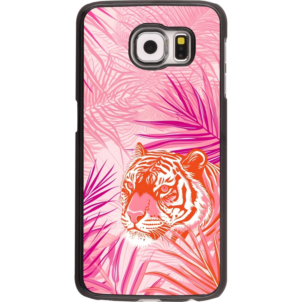 Coque Samsung Galaxy S6 - Tigre palmiers roses