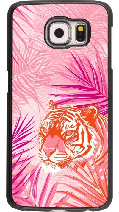 Coque Samsung Galaxy S6 - Tigre palmiers roses