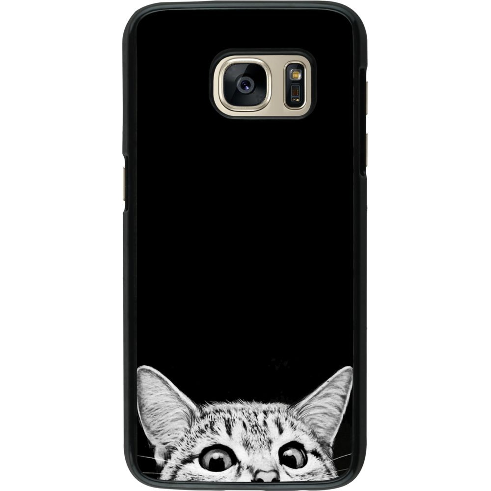 Coque Samsung Galaxy S7 - Cat Looking Up Black