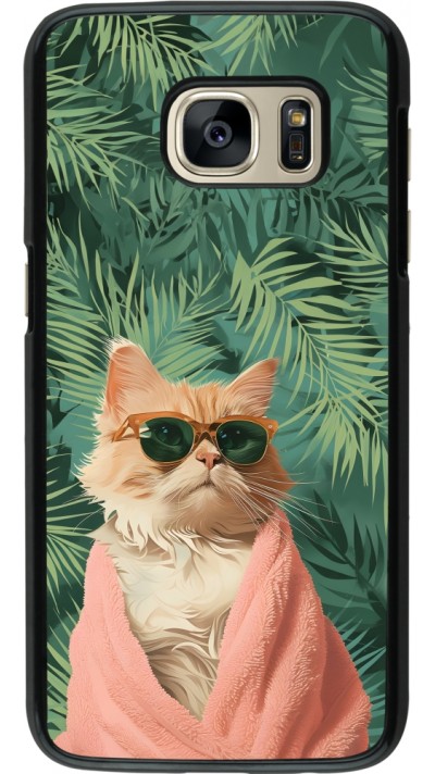 Coque Samsung Galaxy S7 - Cat Summer Palms