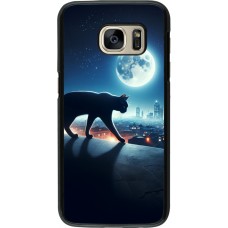 Coque Samsung Galaxy S7 - Chat noir sous la pleine lune