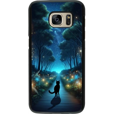 Coque Samsung Galaxy S7 - Chat noir promenade