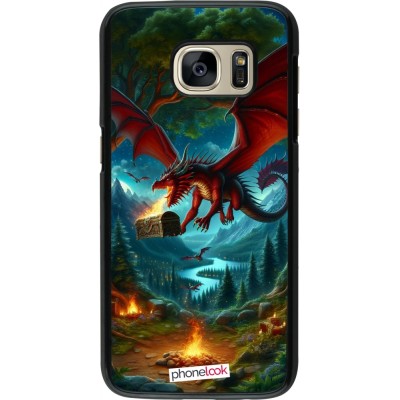 Coque Samsung Galaxy S7 - Dragon Volant Forêt Trésor