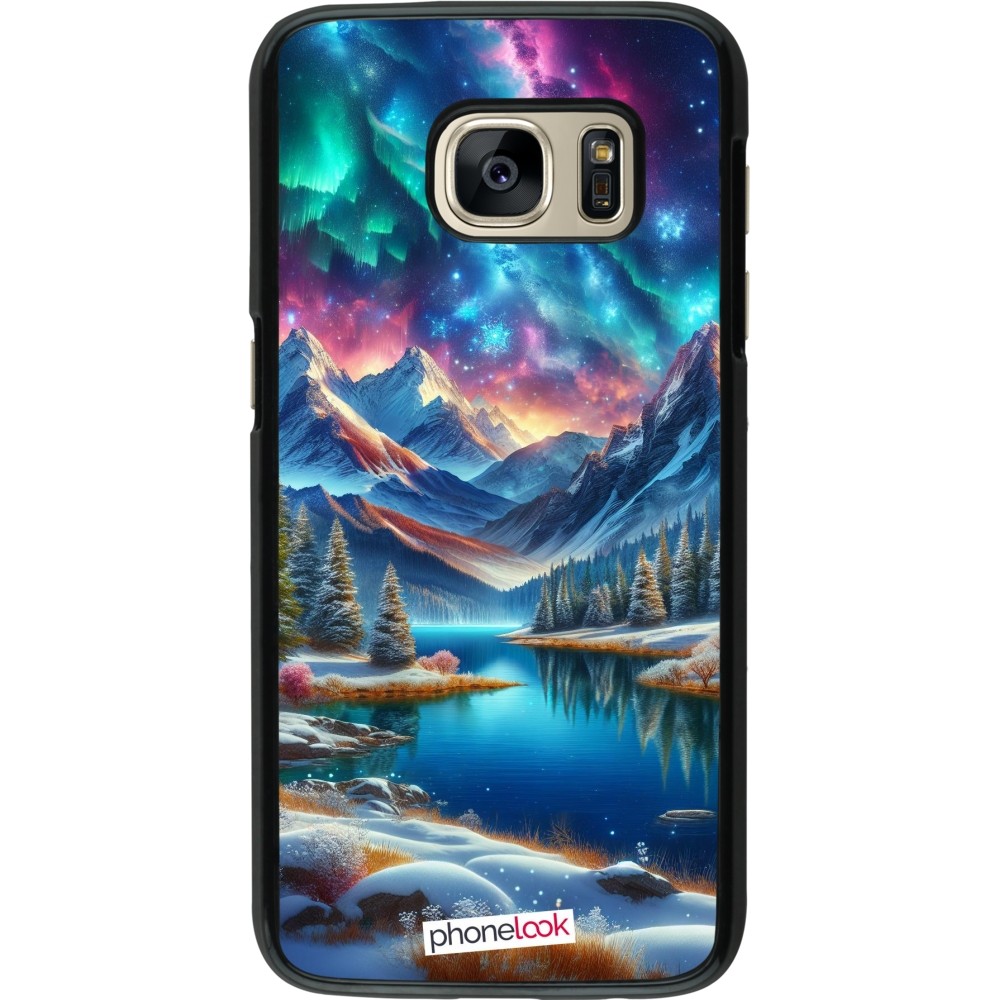 Coque Samsung Galaxy S7 - Fantasy Mountain Lake Sky Stars