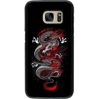 Coque Samsung Galaxy S7 - Japanese style Dragon Tattoo Red Black