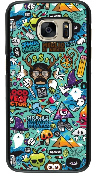 Coque Samsung Galaxy S7 - Mixed Cartoons Turquoise