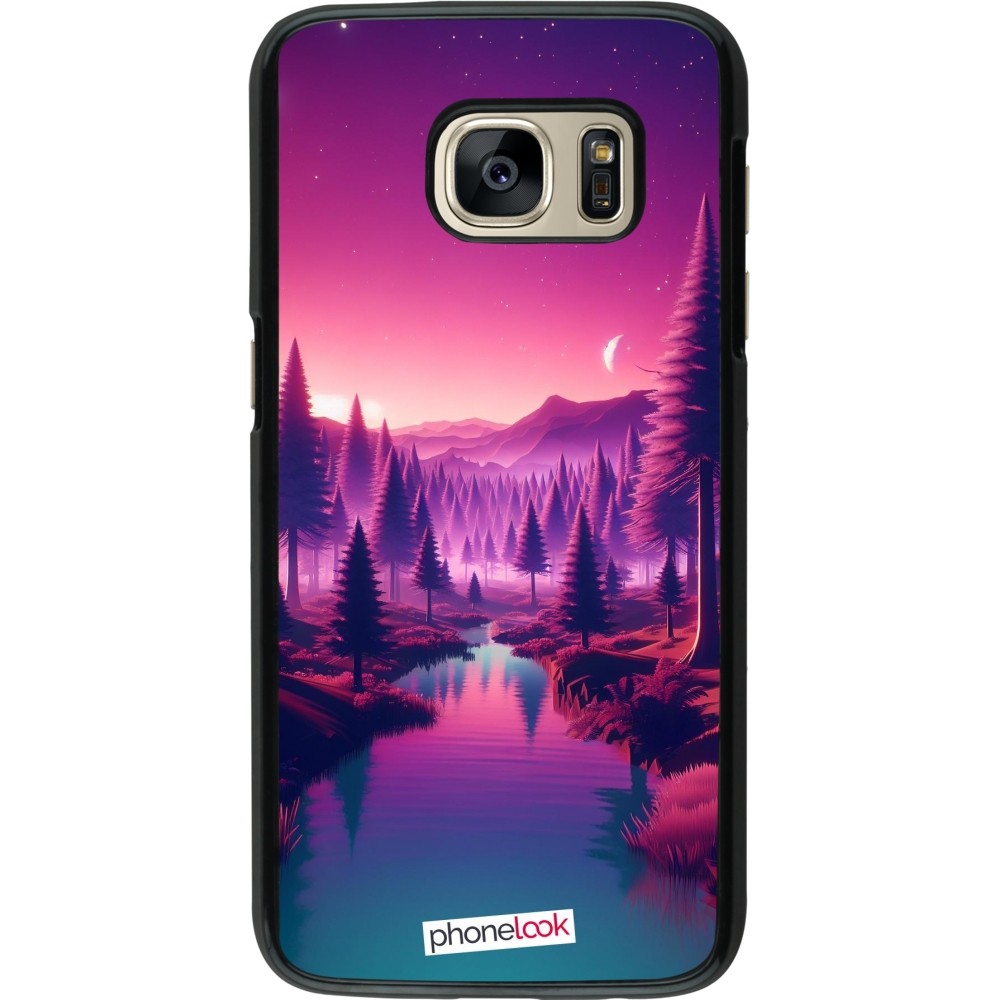 Coque Samsung Galaxy S7 - Paysage Violet-Rose