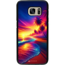 Coque Samsung Galaxy S7 - Plage coucher soleil flashy