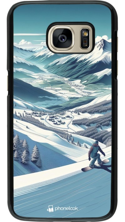 Coque Samsung Galaxy S7 - Snowboarder Montagne