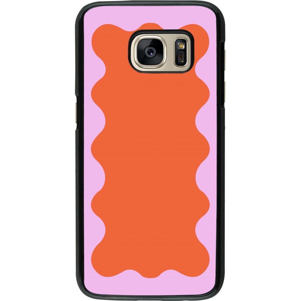 Coque Samsung Galaxy S7 - Wavy Rectangle Orange Pink