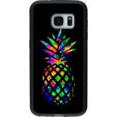 Coque Samsung Galaxy S7 - Silicone rigide noir Ananas Multi-colors