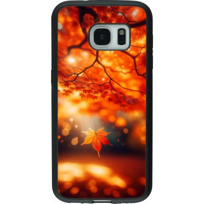 Coque Samsung Galaxy S7 - Silicone rigide noir Automne Magique Orange