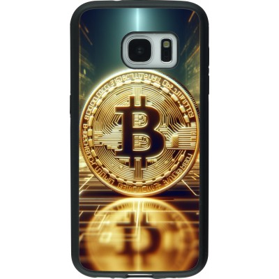 Coque Samsung Galaxy S7 - Silicone rigide noir Bitcoin Standing