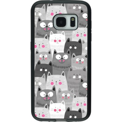 Coque Samsung Galaxy S7 - Silicone rigide noir Chats gris troupeau