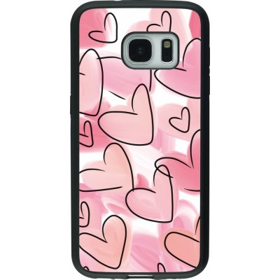 Coque Samsung Galaxy S7 - Silicone rigide noir Easter 2023 pink hearts