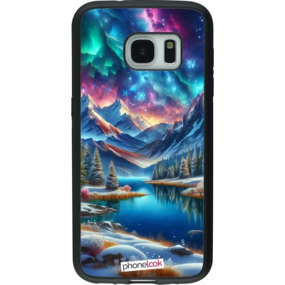 Coque Samsung Galaxy S7 - Silicone rigide noir Fantasy Mountain Lake Sky Stars