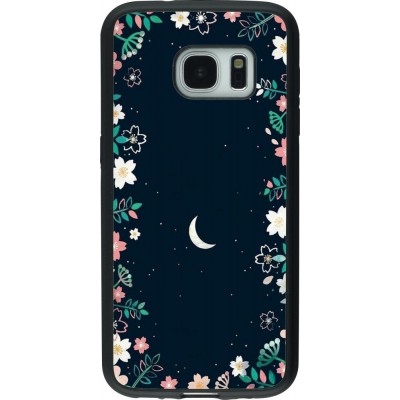 Coque Samsung Galaxy S7 - Silicone rigide noir Flowers space