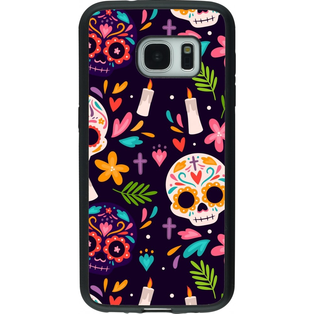 Coque Samsung Galaxy S7 - Silicone rigide noir Halloween 2023 mexican style