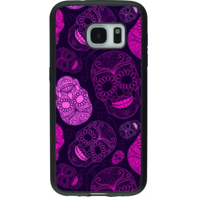 Coque Samsung Galaxy S7 - Silicone rigide noir Halloween 2023 pink skulls