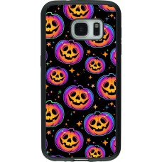 Coque Samsung Galaxy S7 - Silicone rigide noir Halloween 2024 rainbow pumpkins