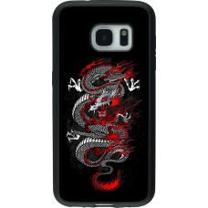 Coque Samsung Galaxy S7 - Silicone rigide noir Japanese style Dragon Tattoo Red Black