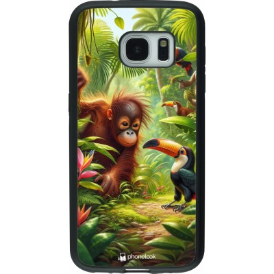 Coque Samsung Galaxy S7 - Silicone rigide noir Jungle Tropicale Tayrona