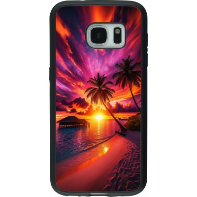 Coque Samsung Galaxy S7 - Silicone rigide noir Maldives Dusk Bliss