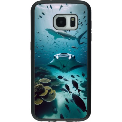 Coque Samsung Galaxy S7 - Silicone rigide noir Manta Lagon Nettoyage