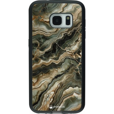 Coque Samsung Galaxy S7 - Silicone rigide noir Marbre Olive