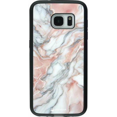 Coque Samsung Galaxy S7 - Silicone rigide noir Marbre Rose Lumineux