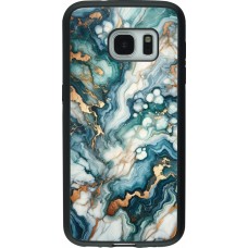 Coque Samsung Galaxy S7 - Silicone rigide noir Marbre Vert Bleu Doré