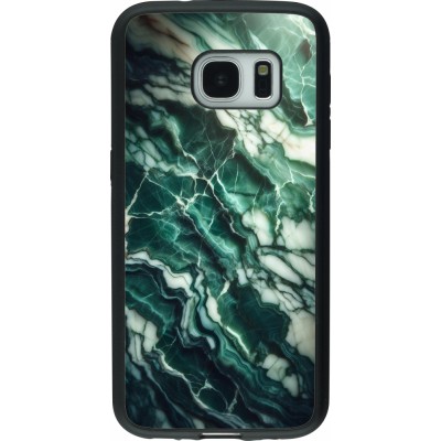 Coque Samsung Galaxy S7 - Silicone rigide noir Marbre vert majestueux