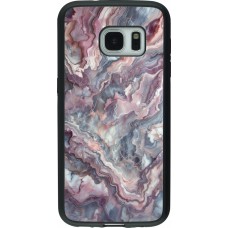 Coque Samsung Galaxy S7 - Silicone rigide noir Marbre violette argentée