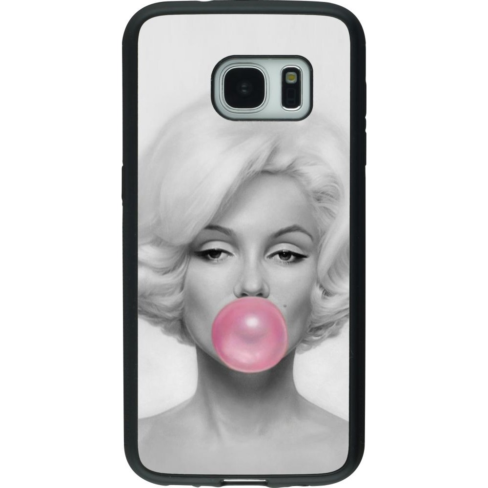 Coque Samsung Galaxy S7 - Silicone rigide noir Marilyn Bubble