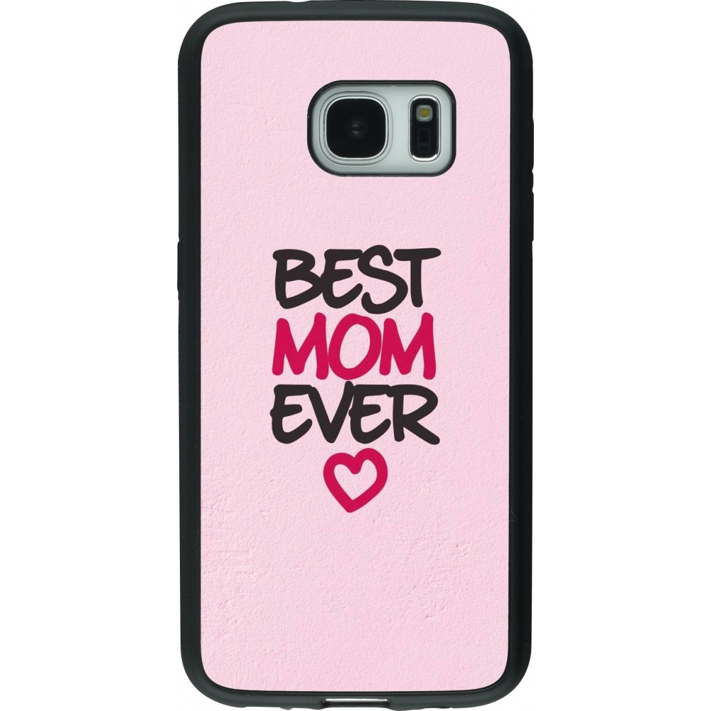 Coque Samsung Galaxy S7 - Silicone rigide noir Mom 2023 best Mom ever pink