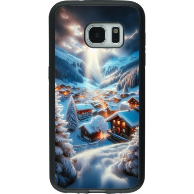 Coque Samsung Galaxy S7 - Silicone rigide noir Mont Neige Lumière